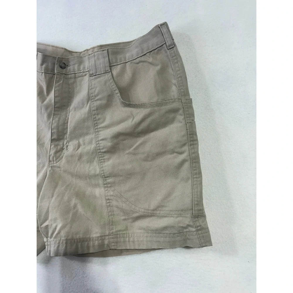 Woolrich Mens Khaki Tan Canvas Utility Hiking Shorts Size 40 Multi Pocket Cotton